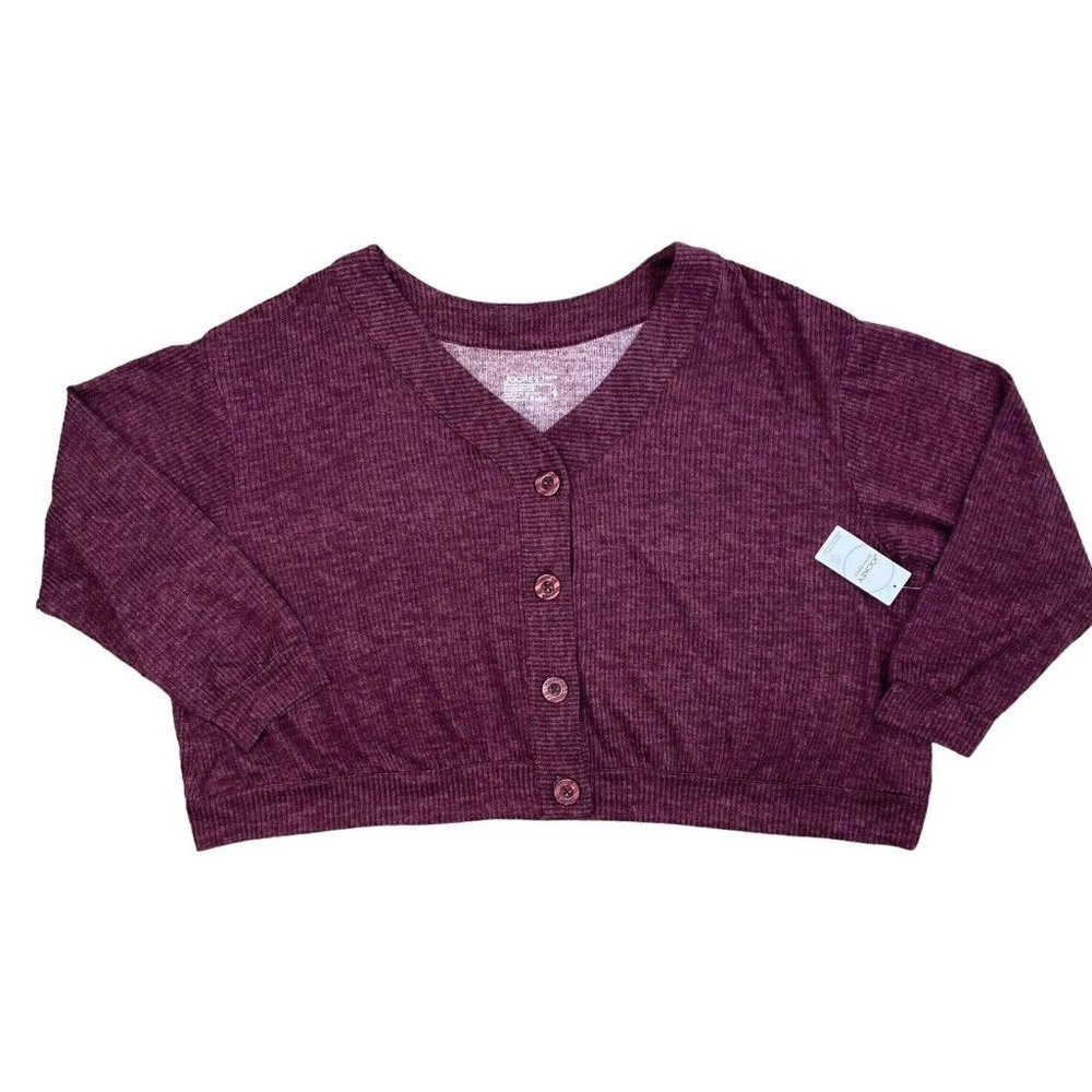 Jockey Lounge Sweater Sz 3X Ribbed Microfiber Stretch Button‎ Up Maroon L/S NWT